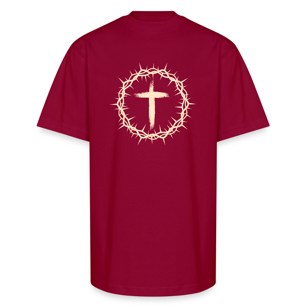 Crown of Thorns Christian Oversized Unisex Heavyweight T-Shirt - cardinal