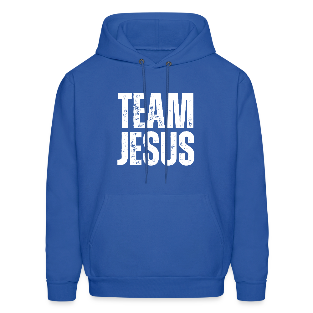Team Jesus Weathered White Print Unisex Christian Hoodie Sweatshirt - royal blue