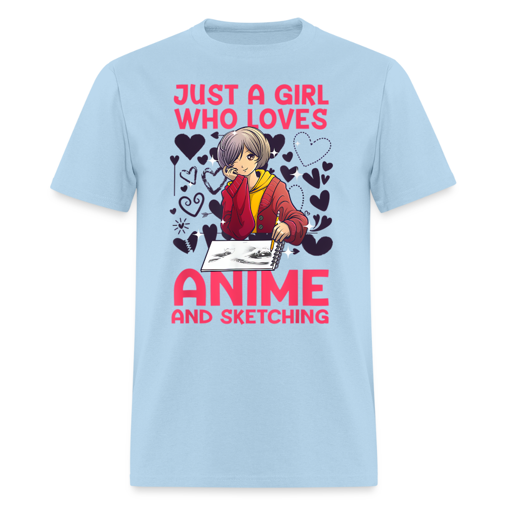 Just A Girl Who Loves Anime and Sketching IV Premium T-Shirt - powder blue