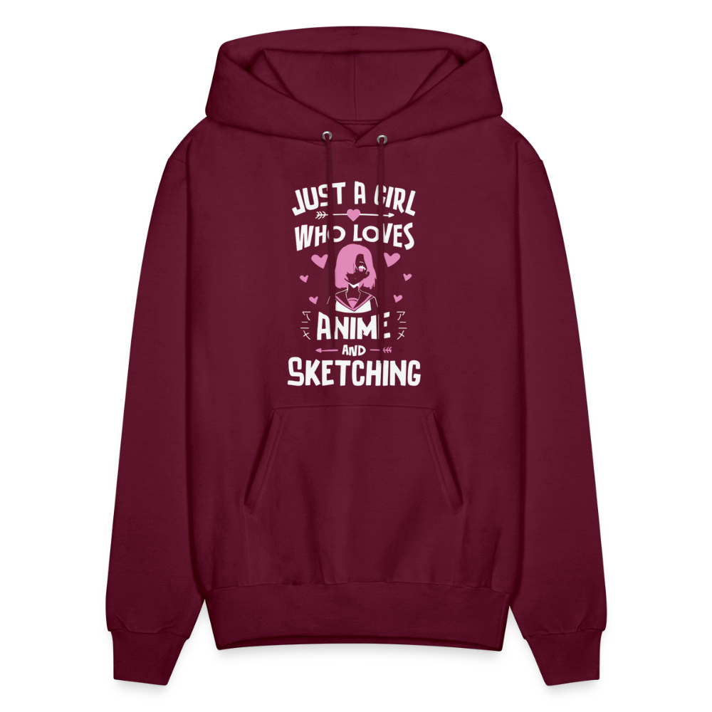 Just A Girl Who Loves Anime and Sketching III Premium Unisex Hoodie Sweatshirt - burgundy