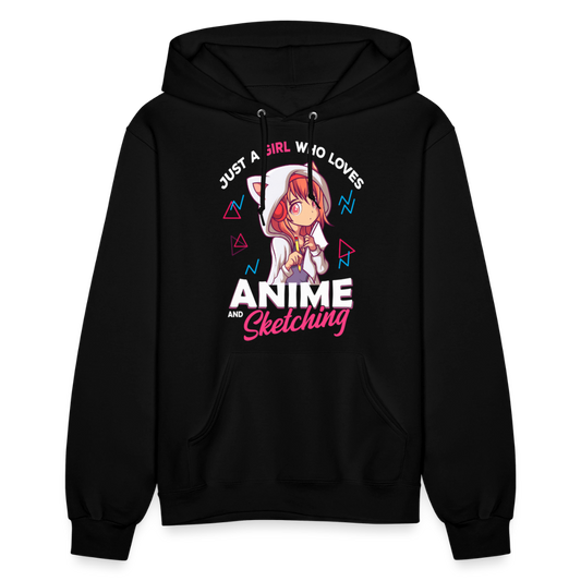 Just A Girl Who Loves Anime and Sketching Premium Women's Hoodie Sweatshirt - black