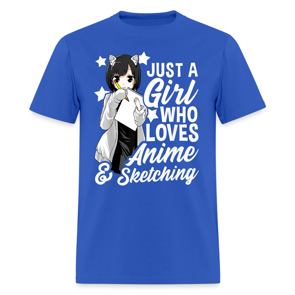 Just A Girl Who Loves Anime & Sketching Premium Unisex T-Shirt - royal blue
