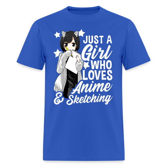 Just A Girl Who Loves Anime & Sketching Premium Unisex T-Shirt - royal blue