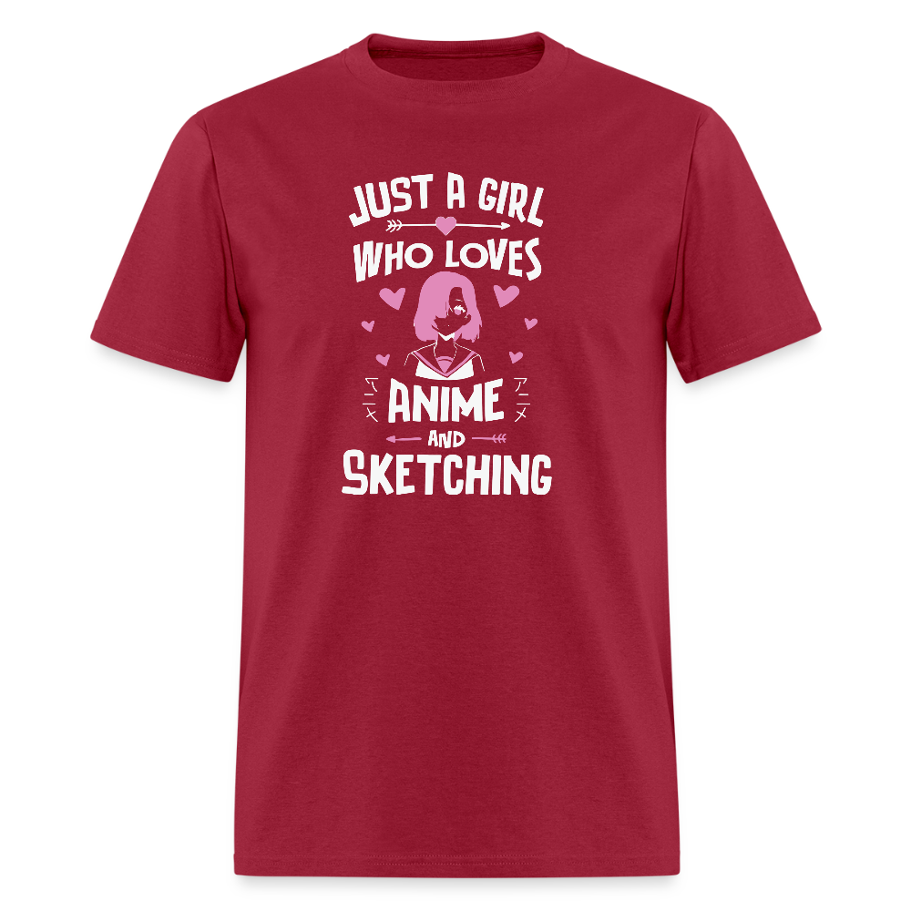 Just A Girl Who Loves Anime and Sketching III Premium Unisex T-Shirt - dark red