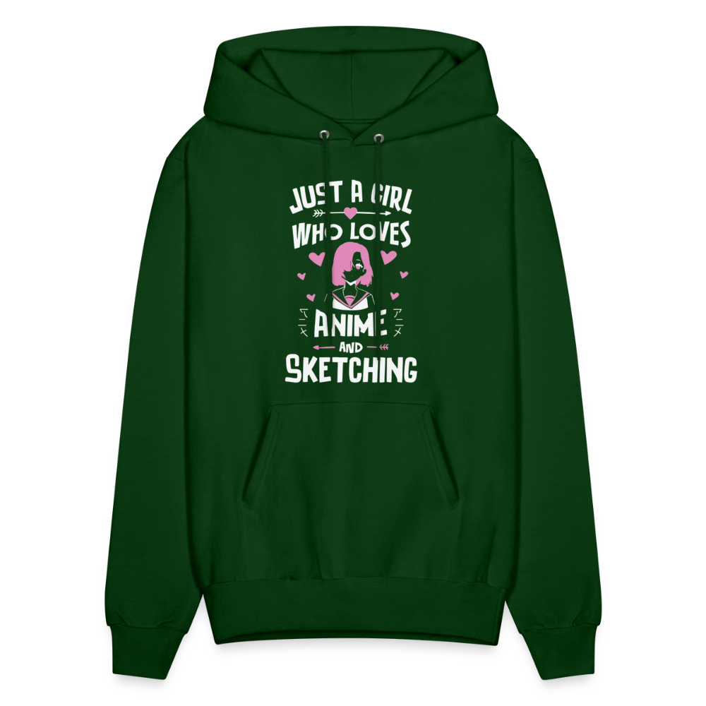 Just A Girl Who Loves Anime and Sketching III Premium Unisex Hoodie Sweatshirt - forest green
