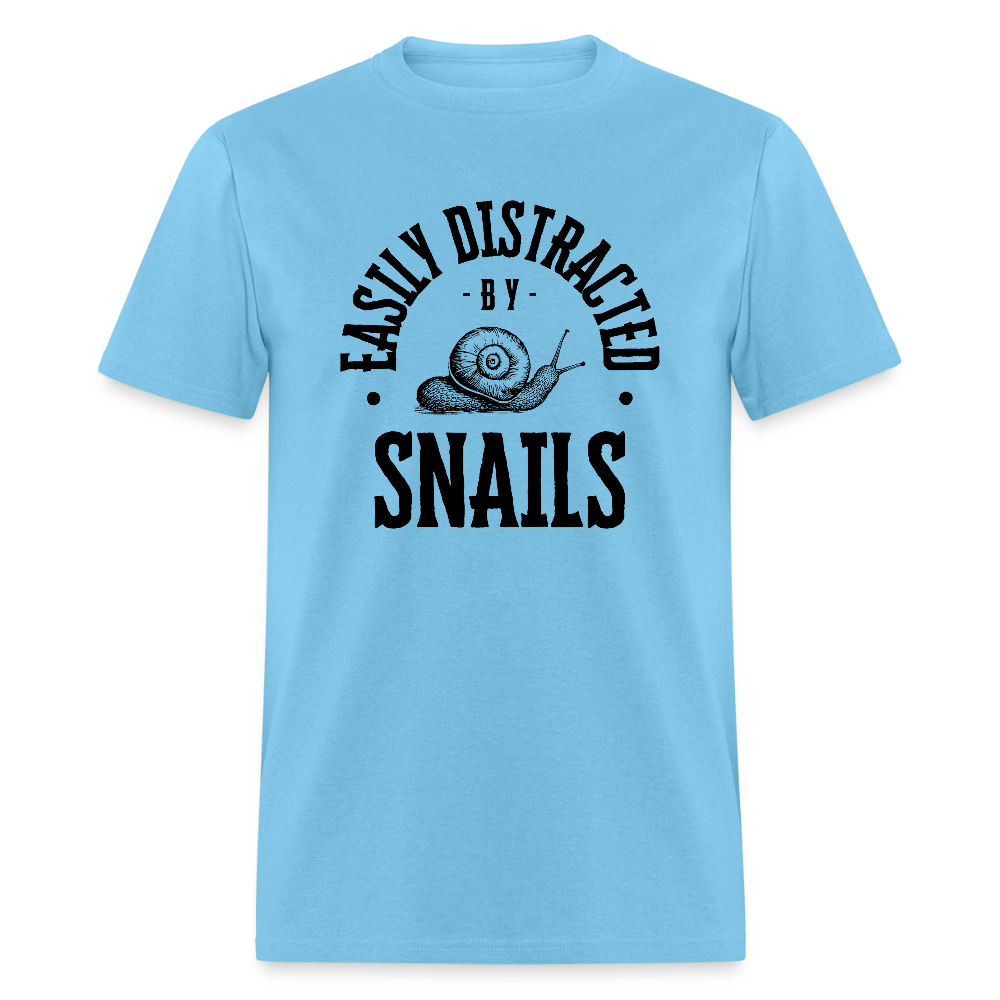 Easily Distracted By Snails Funny Unisex T-Shirt - aquatic blue