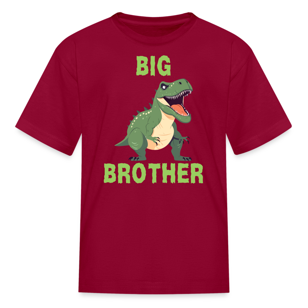 Youth Big Brother T-Rex Dinosaur T-Shirt - dark red