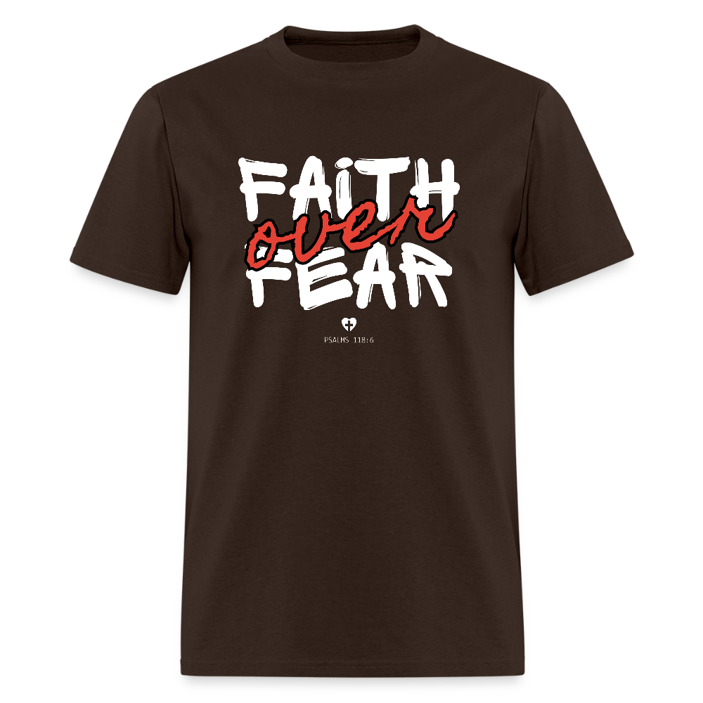 Faith Over Fear Psalms 118:6 Christian Unisex T-Shirt - brown