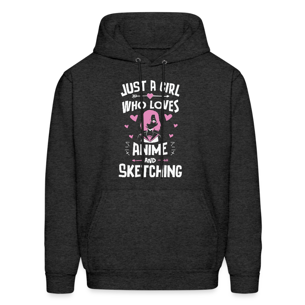 Just A Girl Who Loves Anime and Sketching III Premium Unisex Hoodie Sweatshirt - charcoal grey