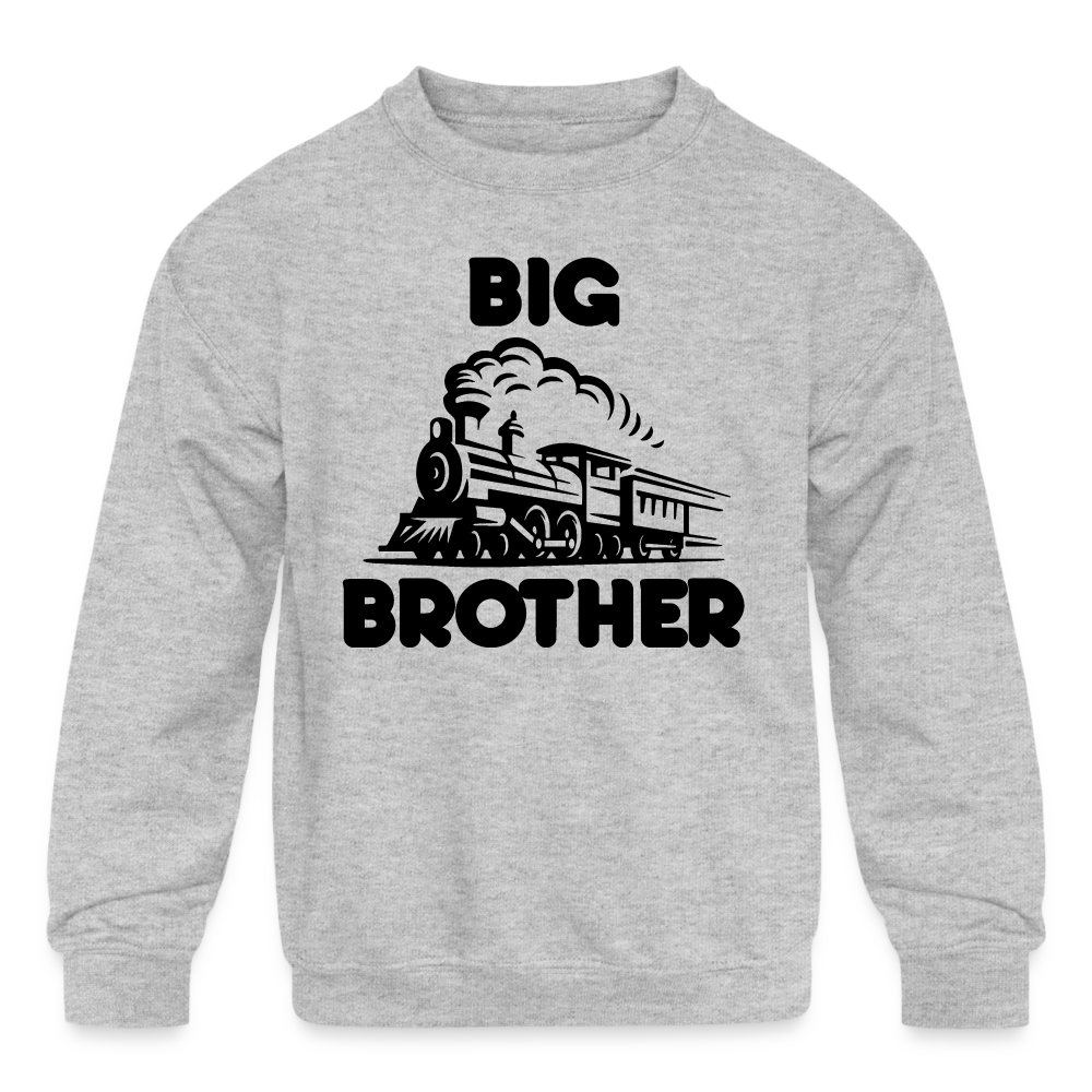Youth Big Brother Train Crewneck Sweatshirt - heather gray