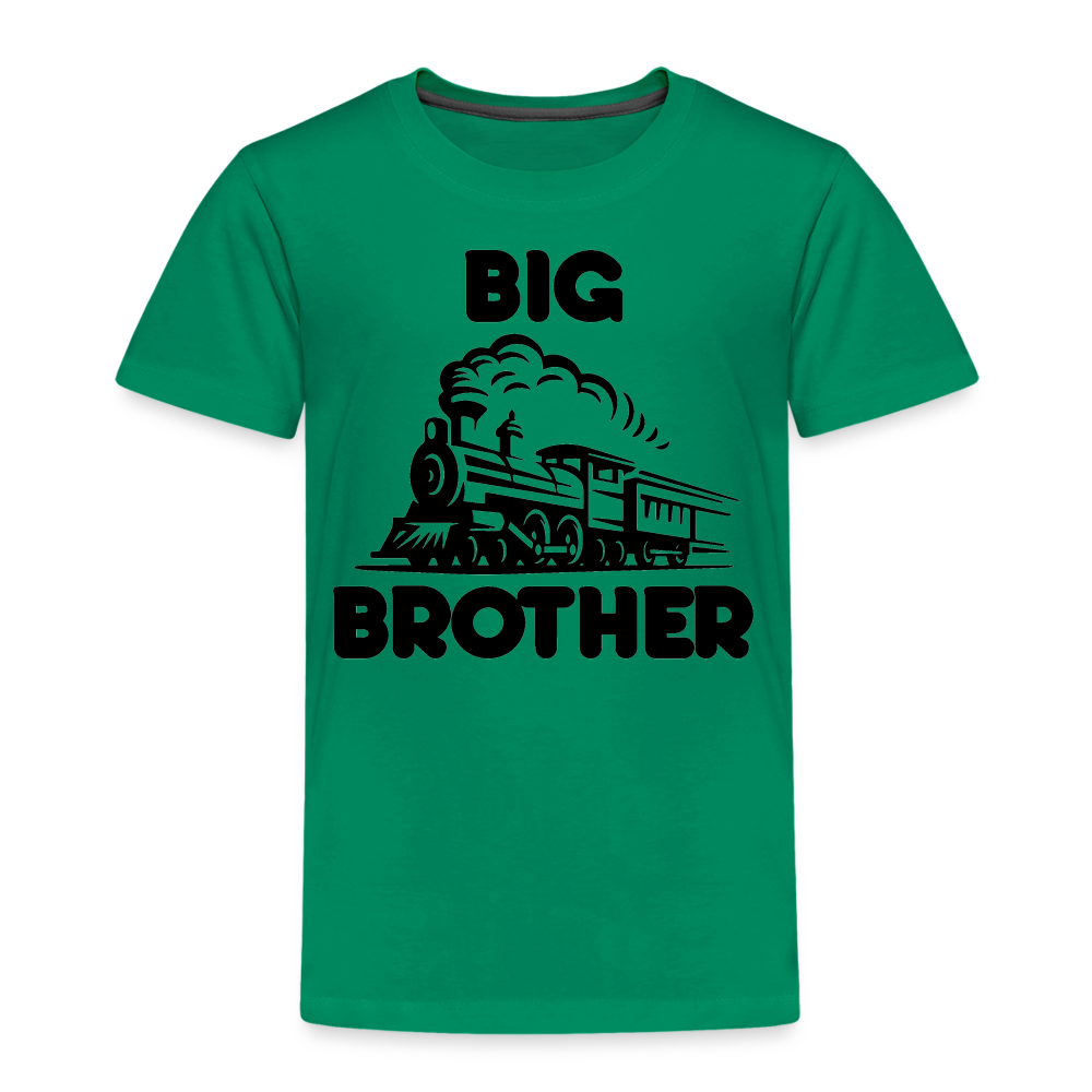 Toddler Big Brother Train Black Print T-Shirt - kelly green