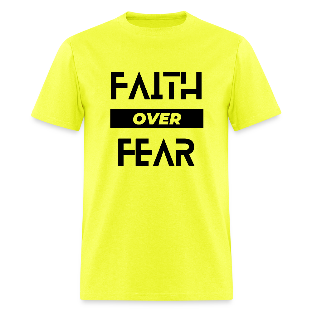 Faith Over Fear Block Christian Unisex T-Shirt - safety green