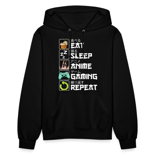 Eat Sleep Anime Gaming Repeat Premium Women's Hoodie Sweatshirt - black
