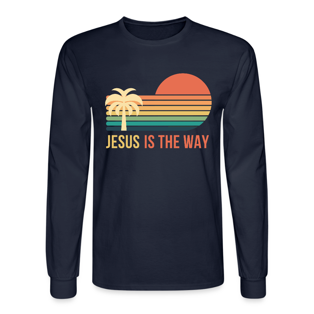 Jesus is the Way Christian Unisex Long Sleeve T-Shirt - navy