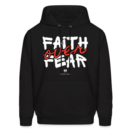 Faith Over Fear Psalms 118:6 Unisex Christian Hoodie Sweatshirt - black