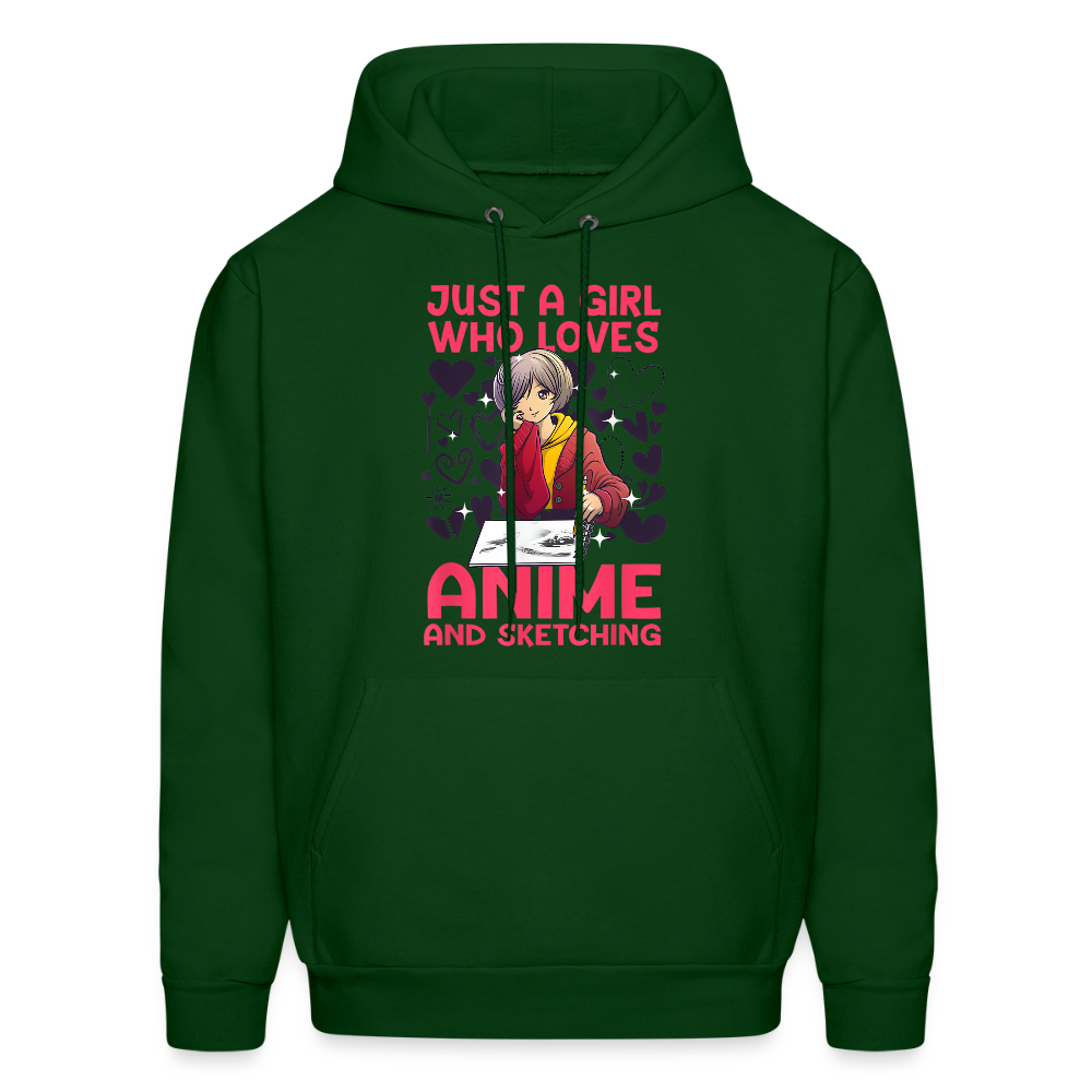Just A Girl Who Loves Anime and Sketching IV Premium Hoodie Sweatshirt - forest green