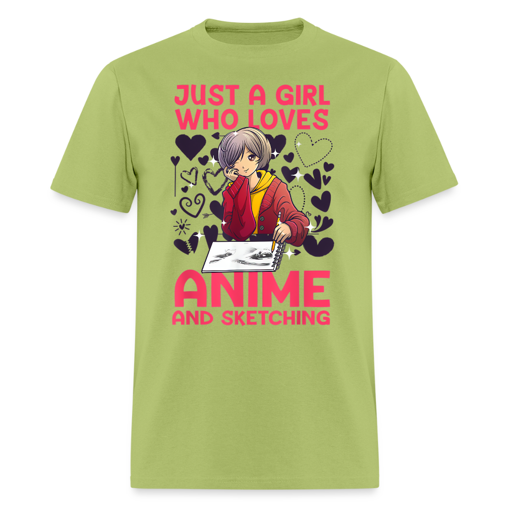 Just A Girl Who Loves Anime and Sketching IV Premium T-Shirt - kiwi