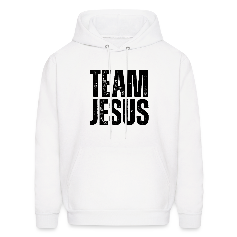 Team Jesus Weathered Print Unisex Christian Hoodie Sweatshirt - white