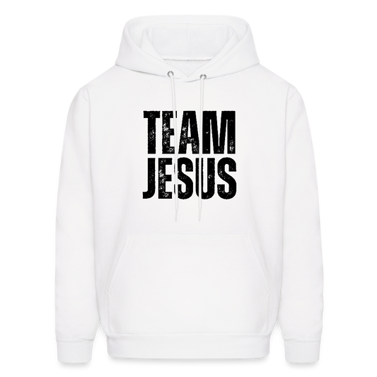 Team Jesus Weathered Print Unisex Christian Hoodie Sweatshirt - white