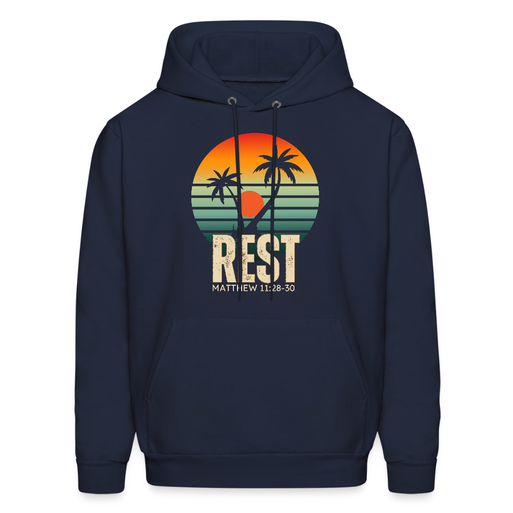 Rest Matthew 11:28-30 Christian Unisex Hoodie Sweatshirt - navy