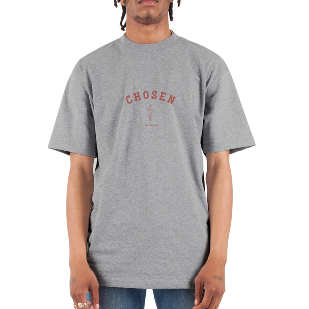 Chosen Christian Oversized Unisex Heavyweight T-Shirt - heather gray