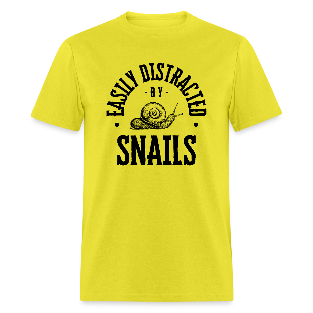 Easily Distracted By Snails Funny Unisex T-Shirt - yellow