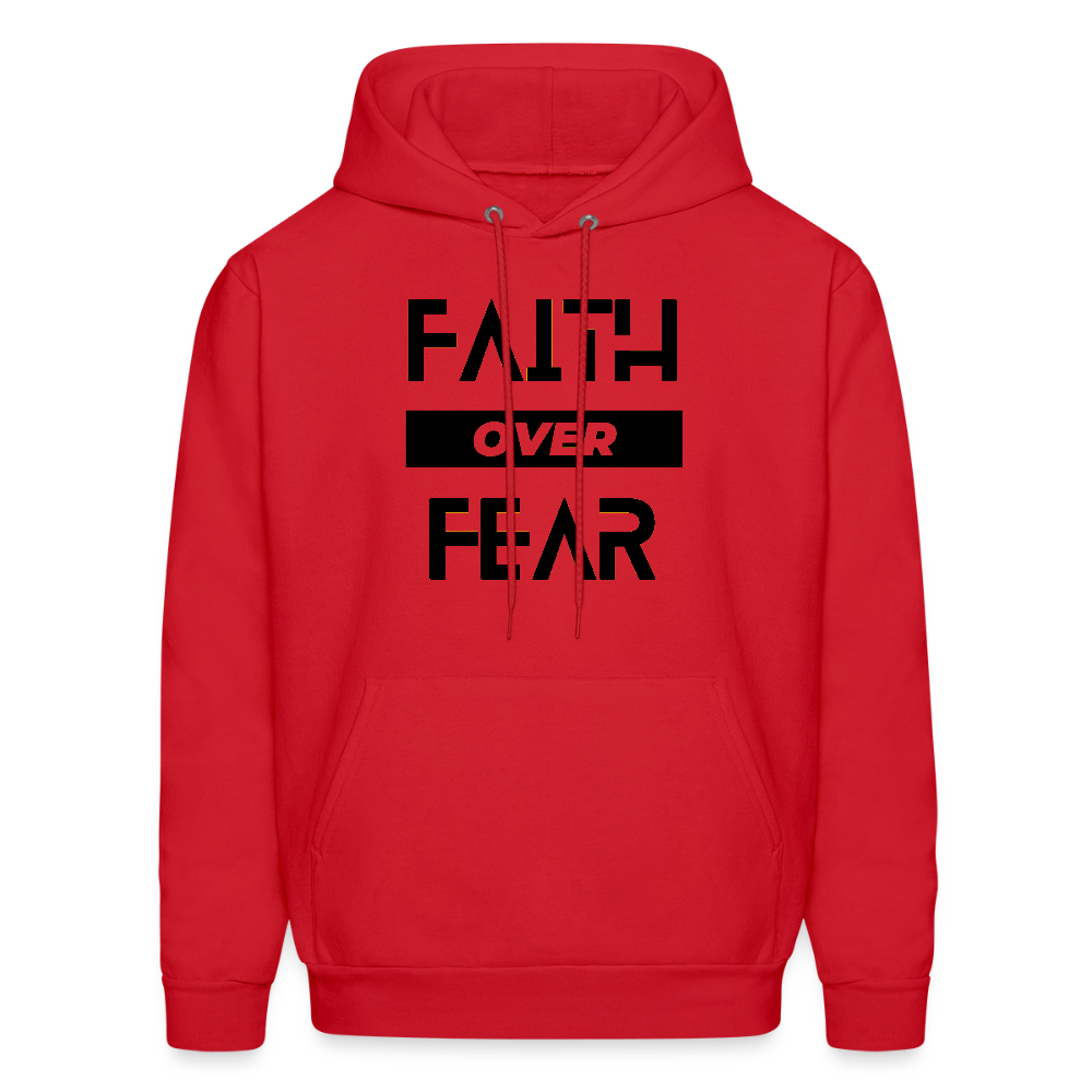 Faith Over Fear Block Christian Unisex Hoodie Sweatshirt - red