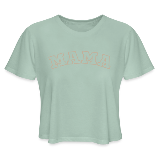 Mama Block Letters Women's Cropped T-Shirt - dusty mint blue