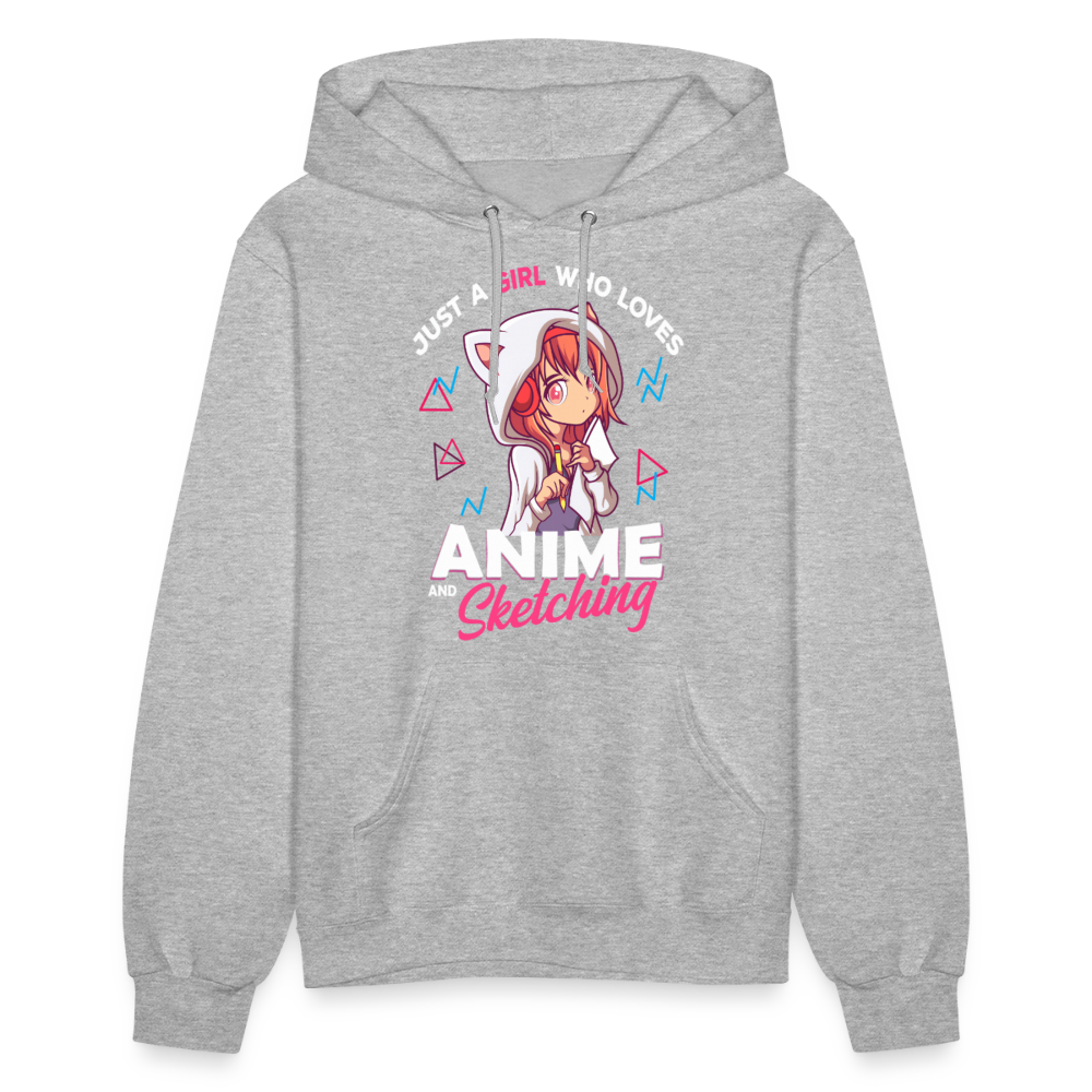 Just A Girl Who Loves Anime and Sketching Premium Women's Hoodie Sweatshirt - heather gray