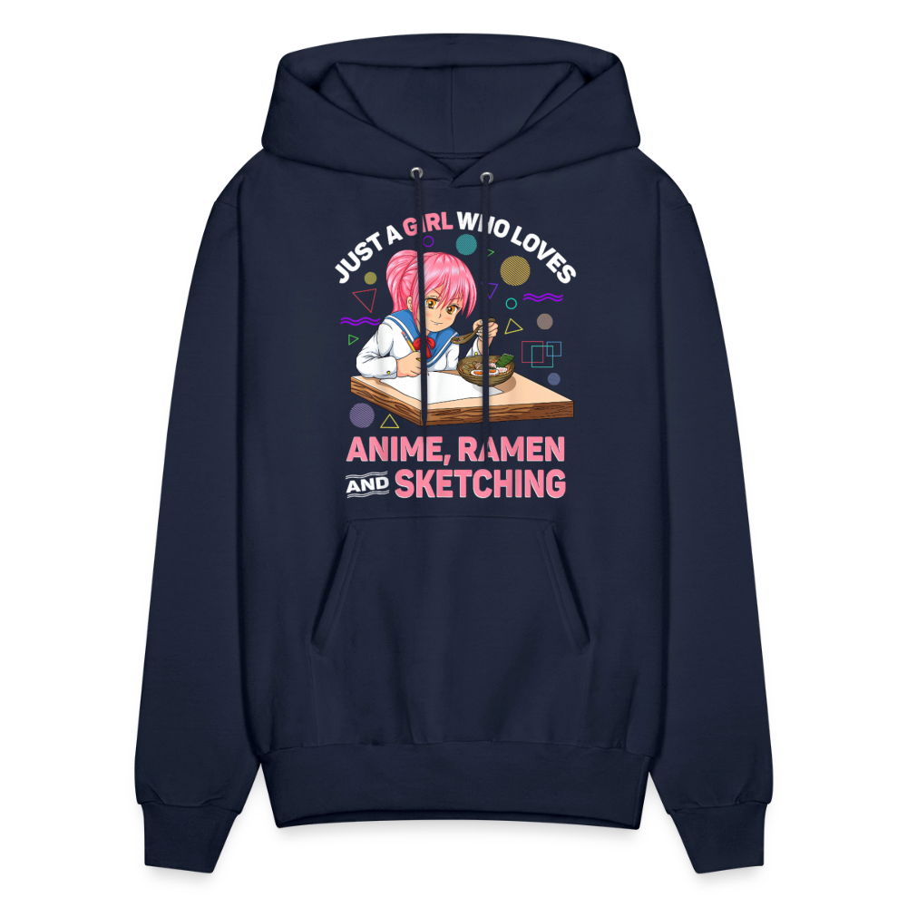 Just A Girl Who Loves Anime, Ramen and Sketching Anime Lover Unisex Hoodie Sweatshirt - navy