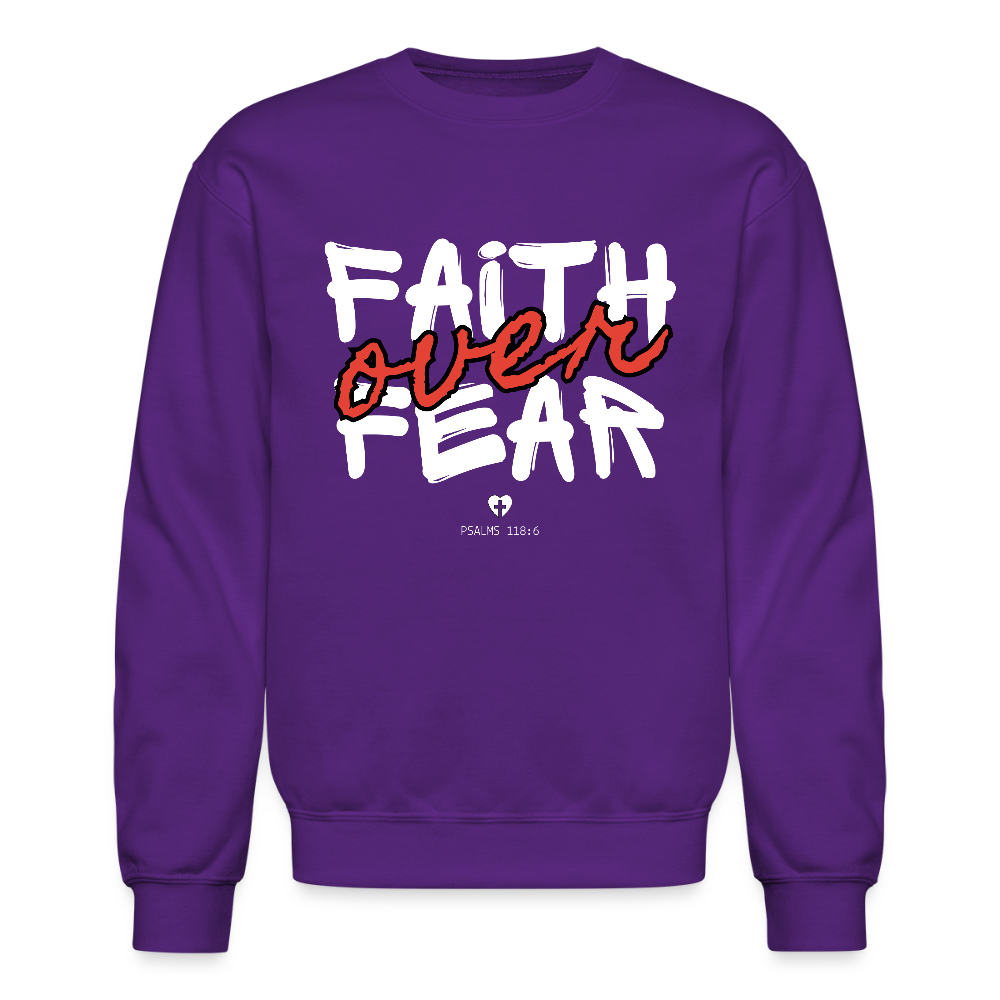 Faith Over Fear Psalms 118:6 Christian Unisex Crewneck Sweatshirt - purple