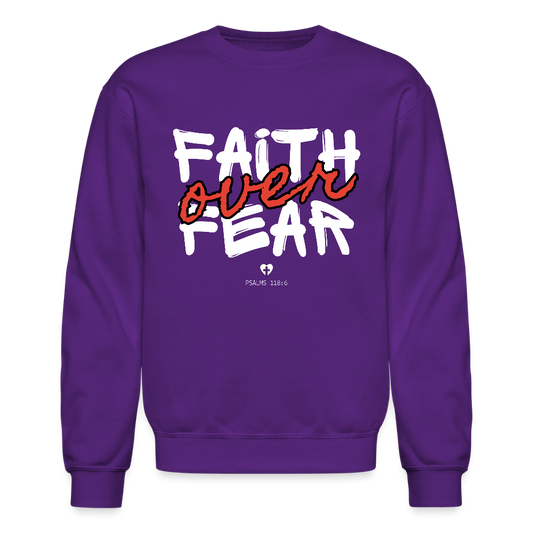 Faith Over Fear Psalms 118:6 Christian Unisex Crewneck Sweatshirt - purple