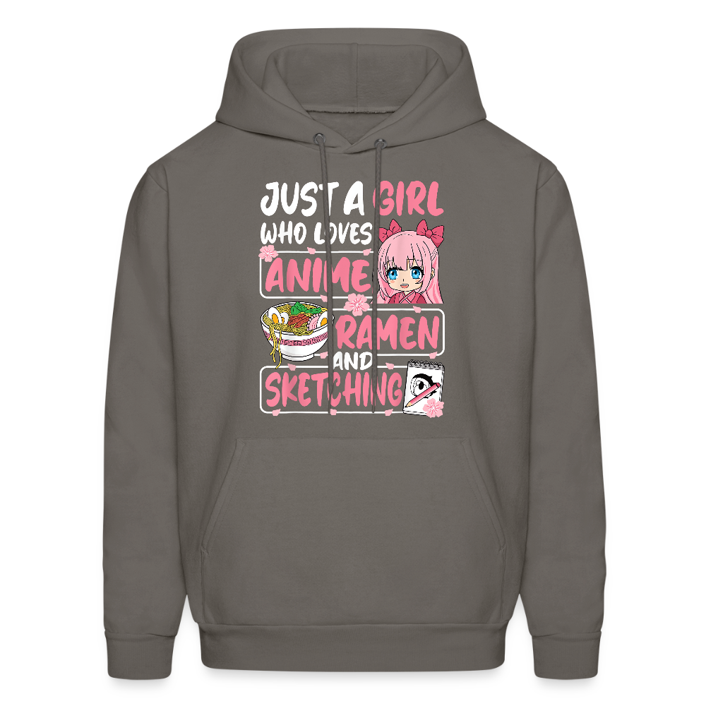 Just A Girl Who Loves Anime, Ramen and Sketching III Premium Hoodie Sweatshirt - asphalt gray
