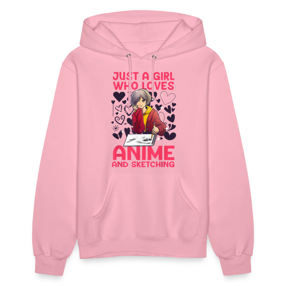Just A Girl Who Loves Anime and Sketching IV Premium Women's Hoodie Sweatshirt - classic pink