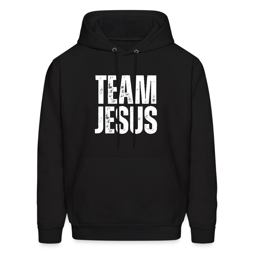 Team Jesus Weathered White Print Unisex Christian Hoodie Sweatshirt - black