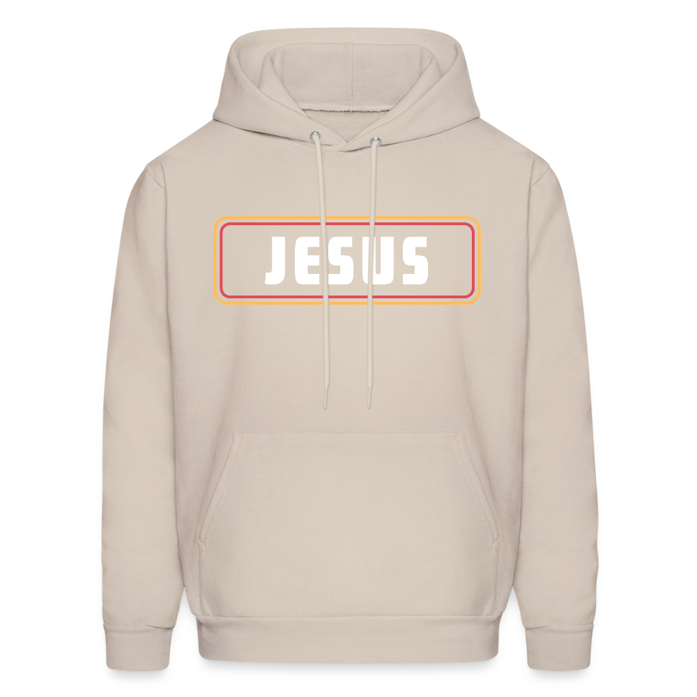 Jesus Retro Rectangle Christian Unisex Hoodie Sweatshirt - Sand