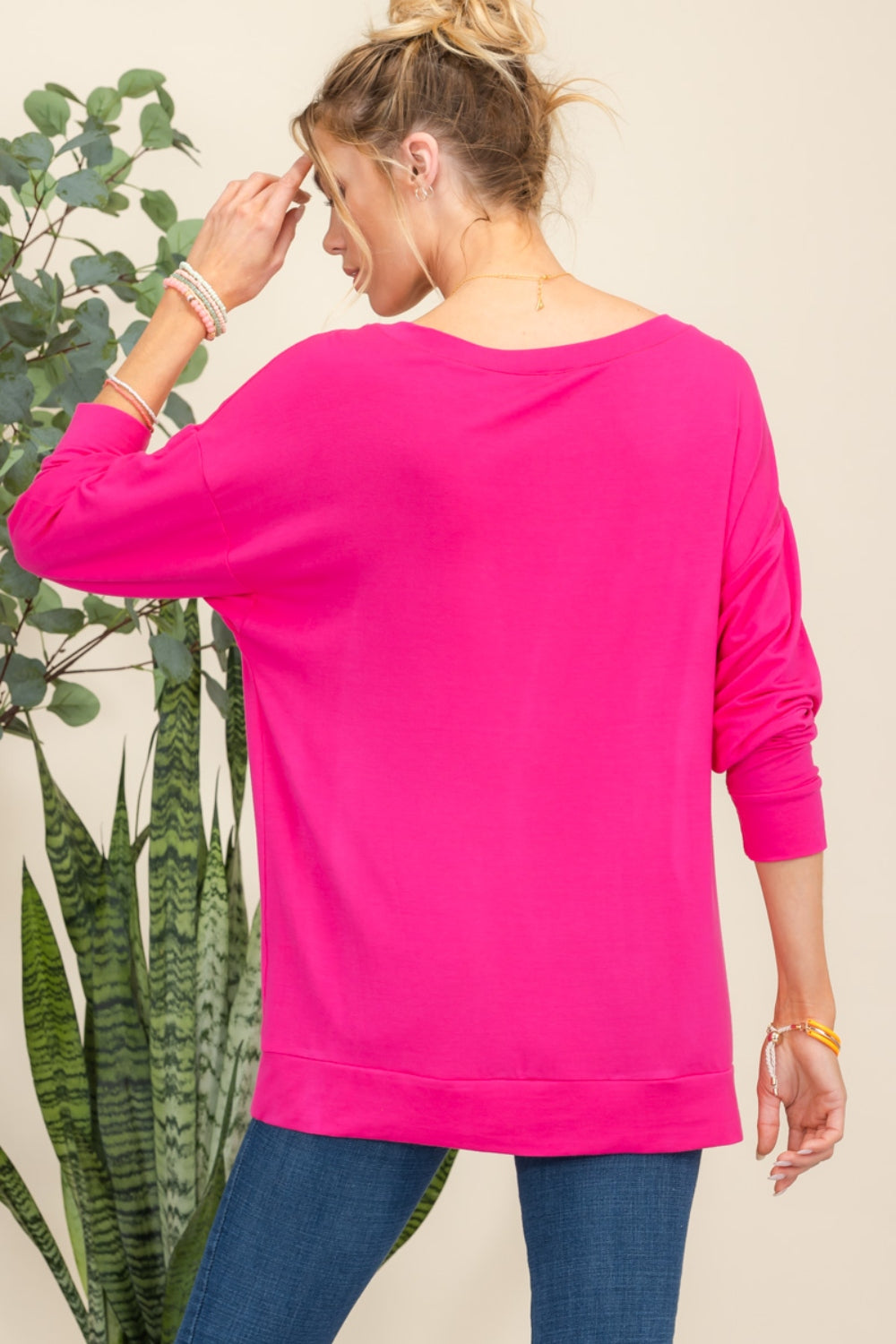 Heart Graphic Pink Long Sleeve T-Shirt