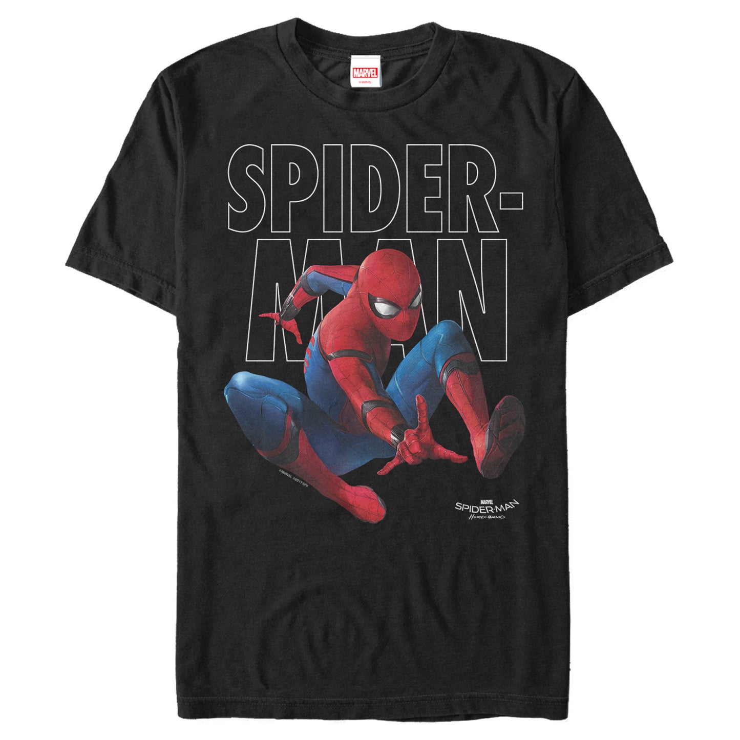 Marvel Spiderman Homecoming Jump Adult Black Unisex T-Shirt