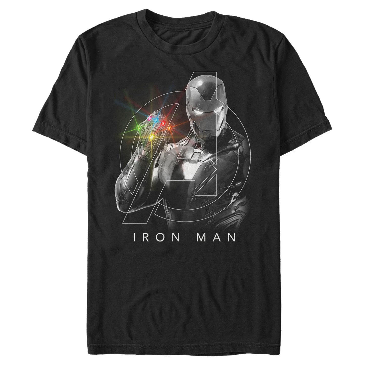 Marvel Avengers: Endgame Iron Man Infinity Gauntlet Adult Black Unisex T-Shirt