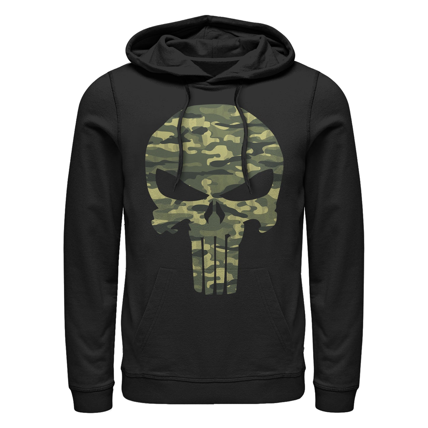 Marvel The Punisher Camo Skull Adult Black Unisex Hoodie Sweatshirt