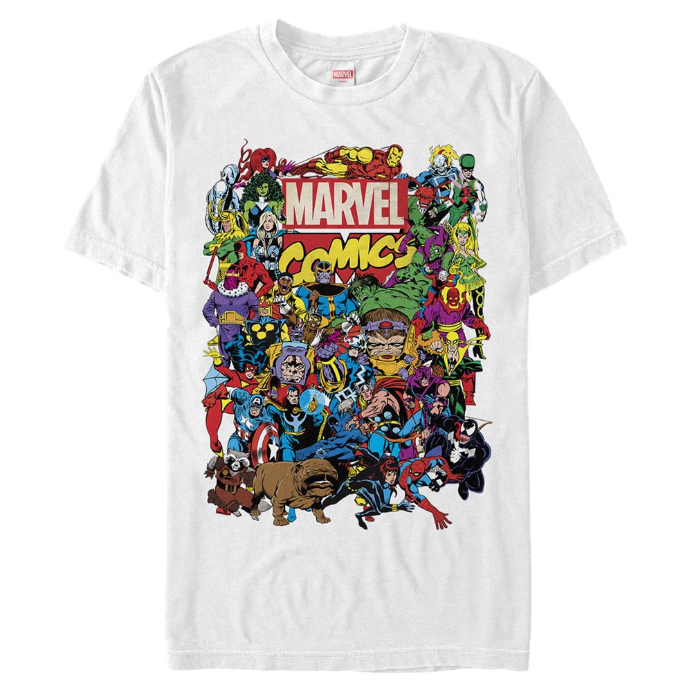 Marvel Epic Hero Collage Adult White Unisex T-Shirt