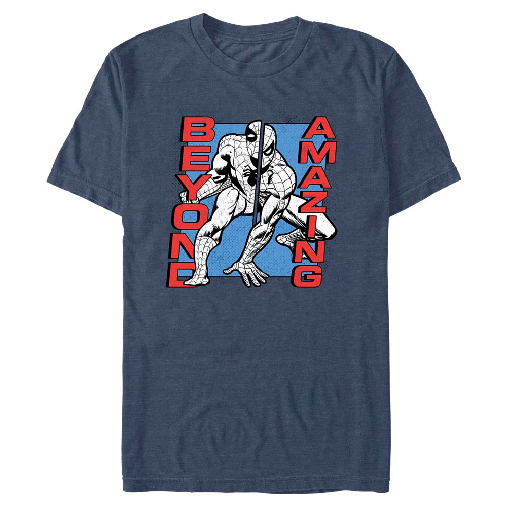 Marvel Spider-Man Beyond Amazing Split Panel Adult Navy Unisex T-Shirt