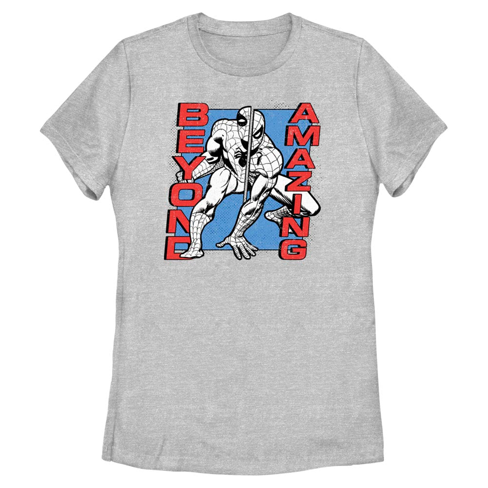 Marvel Spiderman Beyond Amazing Split Panel Adult Heather Grey Women's T-Shirt