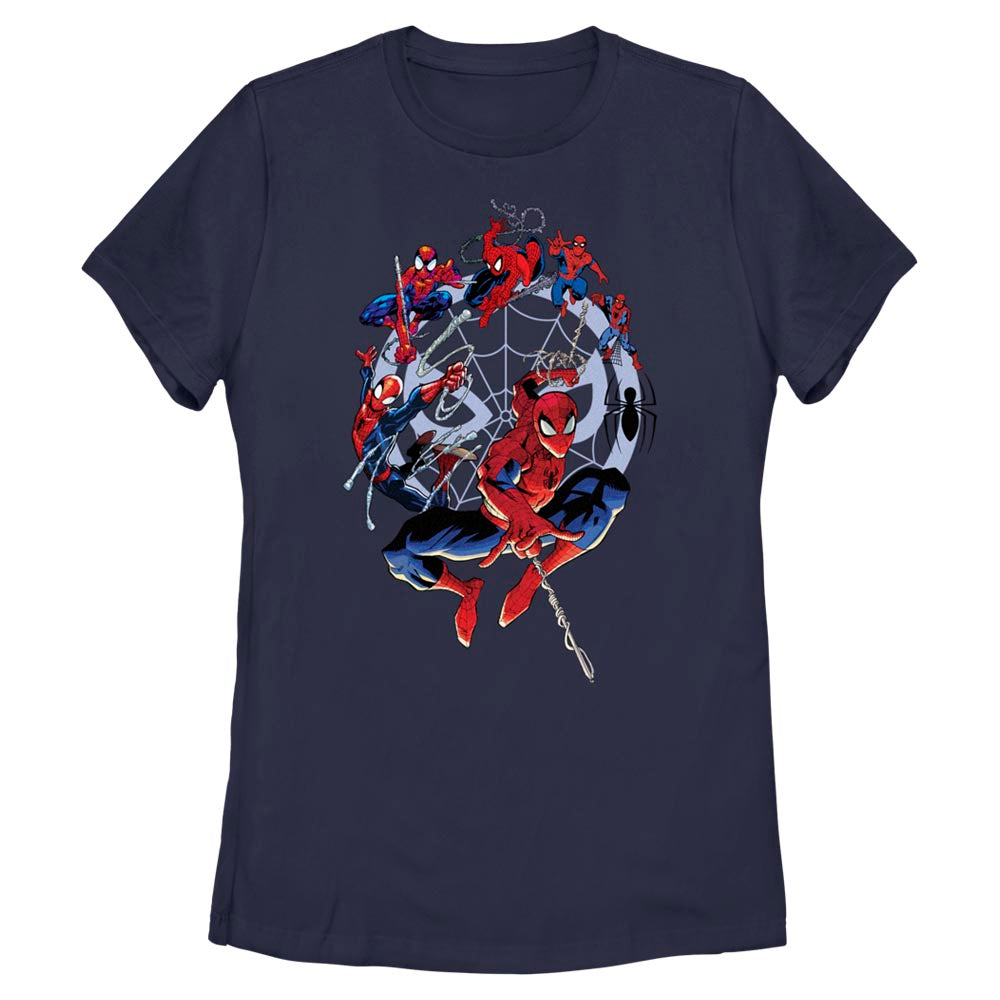 Marvel Spiderman Beyond Amazing Evolution Adult Navy Women's T-Shirt