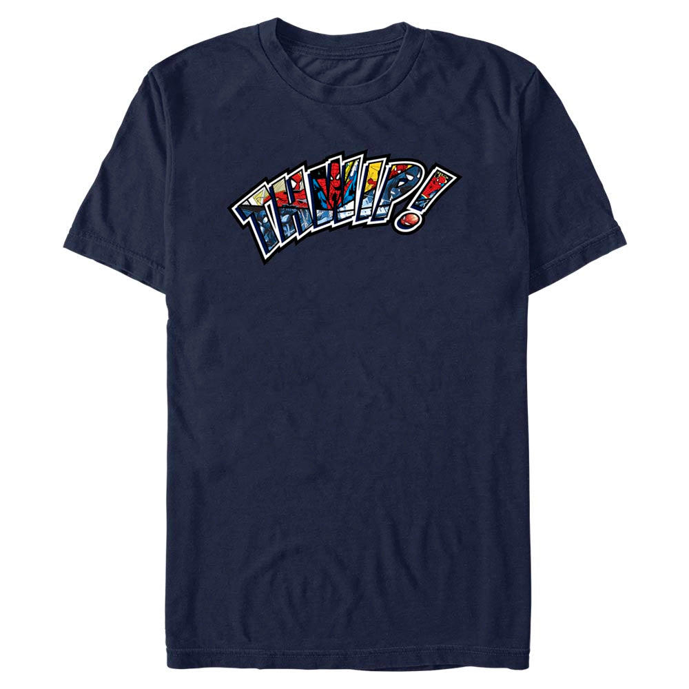 Marvel Spider-Man Beyond Amazing Thwip! Comic Book Panels Adult Navy Unisex T-Shirt