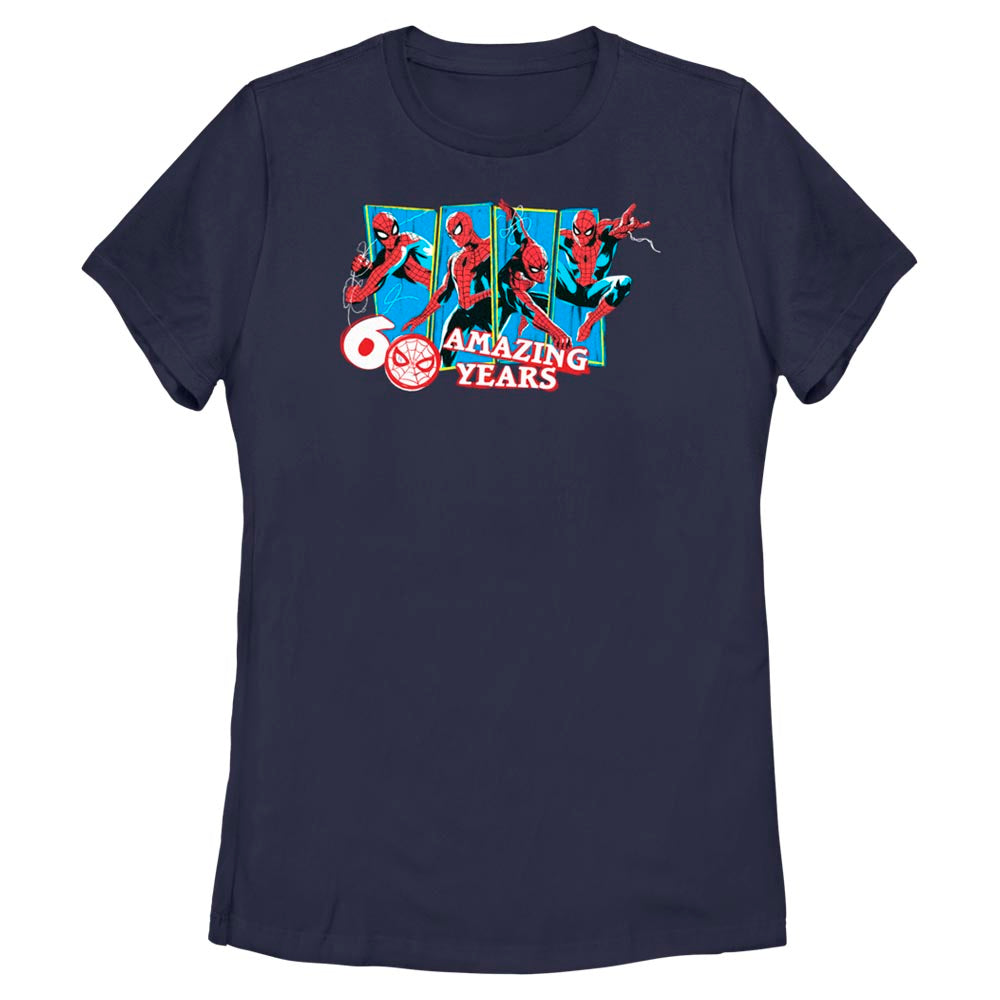 Marvel Spiderman Beyond Amazing 60 Amazing Years Adult Navy Women's T-Shirt