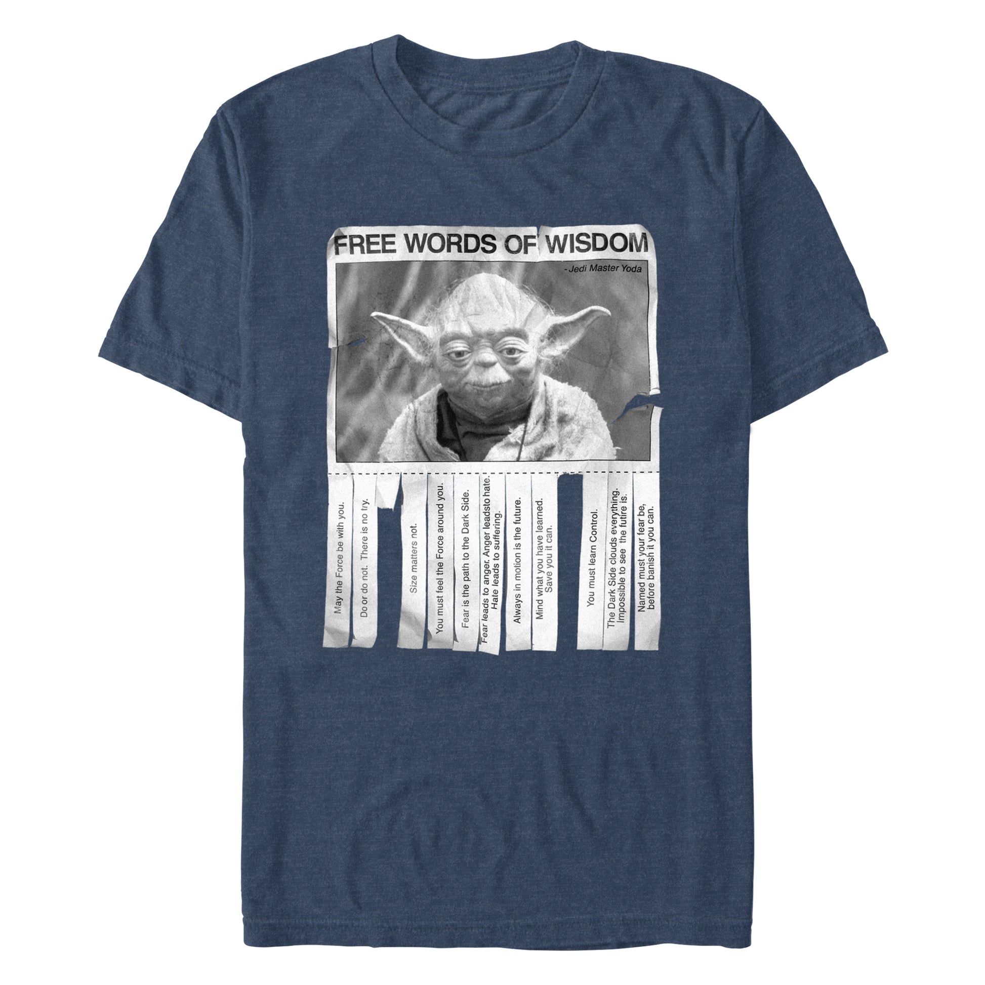 Star Wars Yoda Free Words of Wisdom Heather Navy Unisex T-Shirt