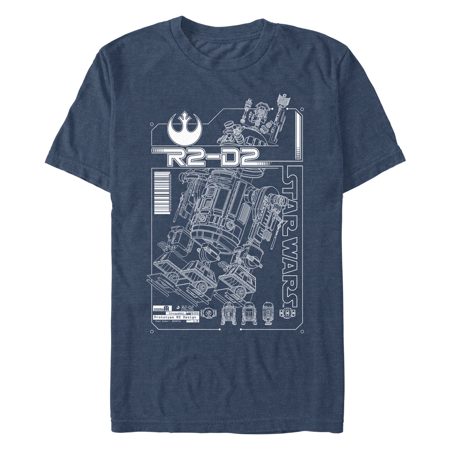 Star Wars R2-DR Diagram Heather Navy Unisex T-Shirt
