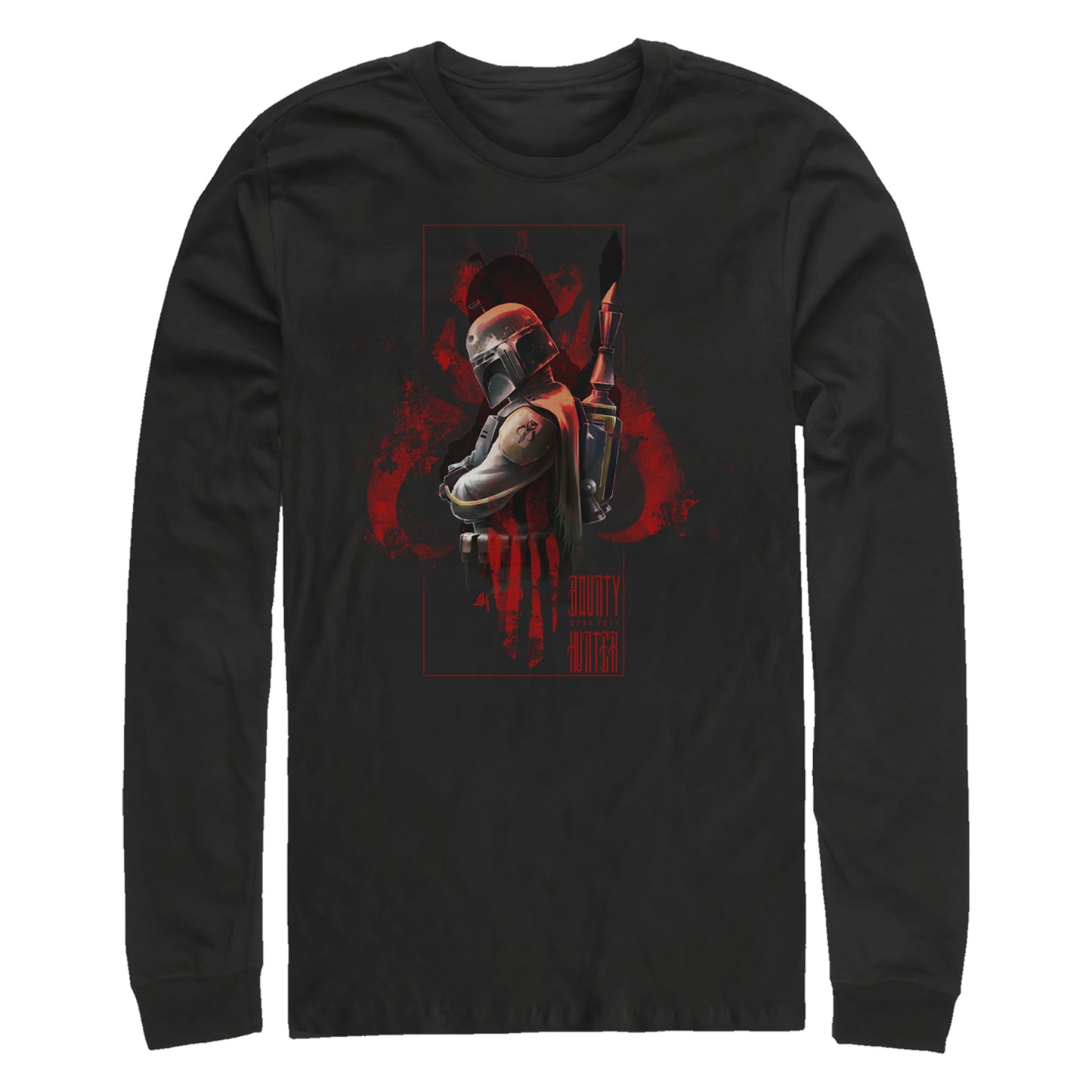 Star Wars Boba Fett Bounty Hunter Adult Black Long Sleeve T-Shirt