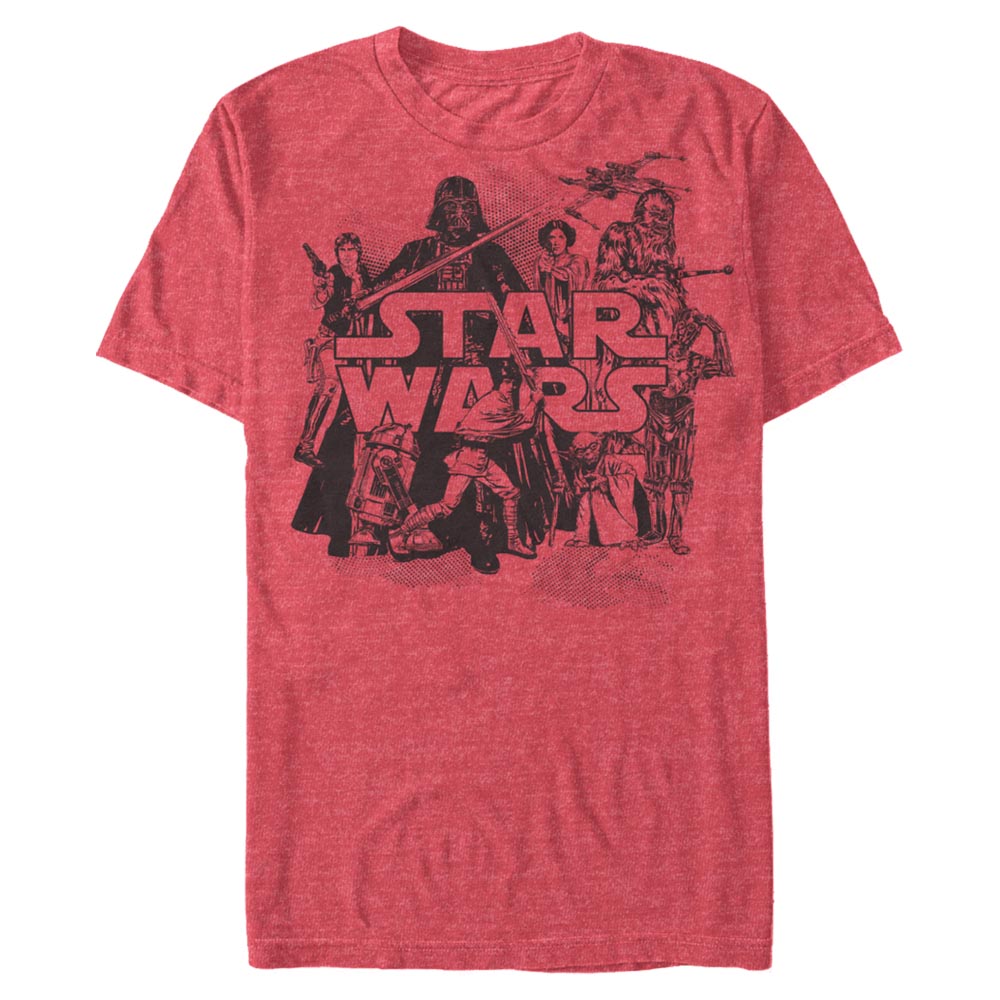 Star Wars Retro Characters Collage Red Heather Unisex T-Shirt